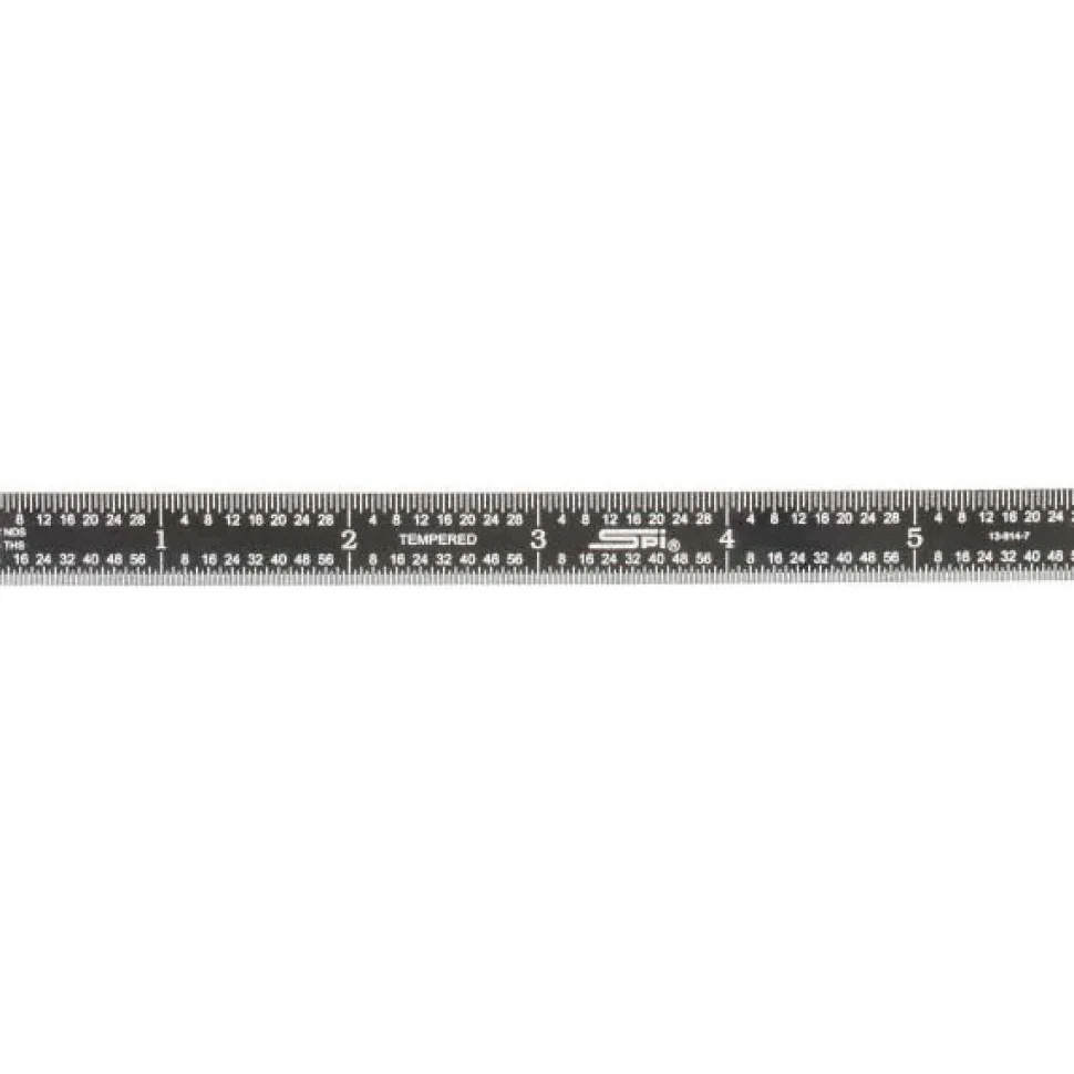Steel Rule: 6" OAL, English & Metric Graduation, Flexible, 1/2" OAW
