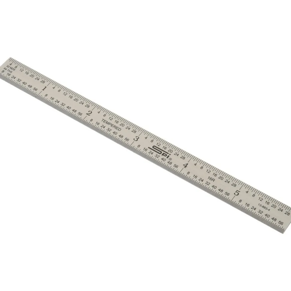 Steel Rule: 6" OAL, 16R Graduation, Flexible, 1/2" OAW