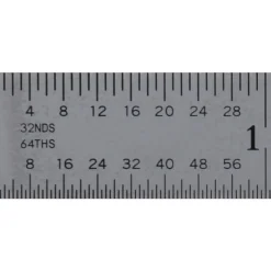 Steel Rule: 6" OAL, 16R Graduation, Flexible, 1/2" OAW