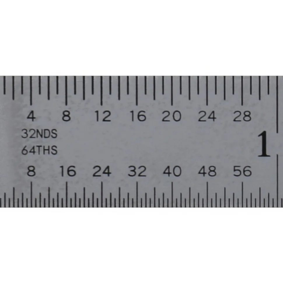 Steel Rule: 6" OAL, 16R Graduation, Flexible, 1/2" OAW