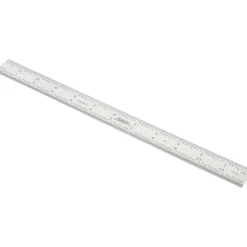 Steel Rule: 12" OAL, 4R Graduation, Rigid, 1" OAW
