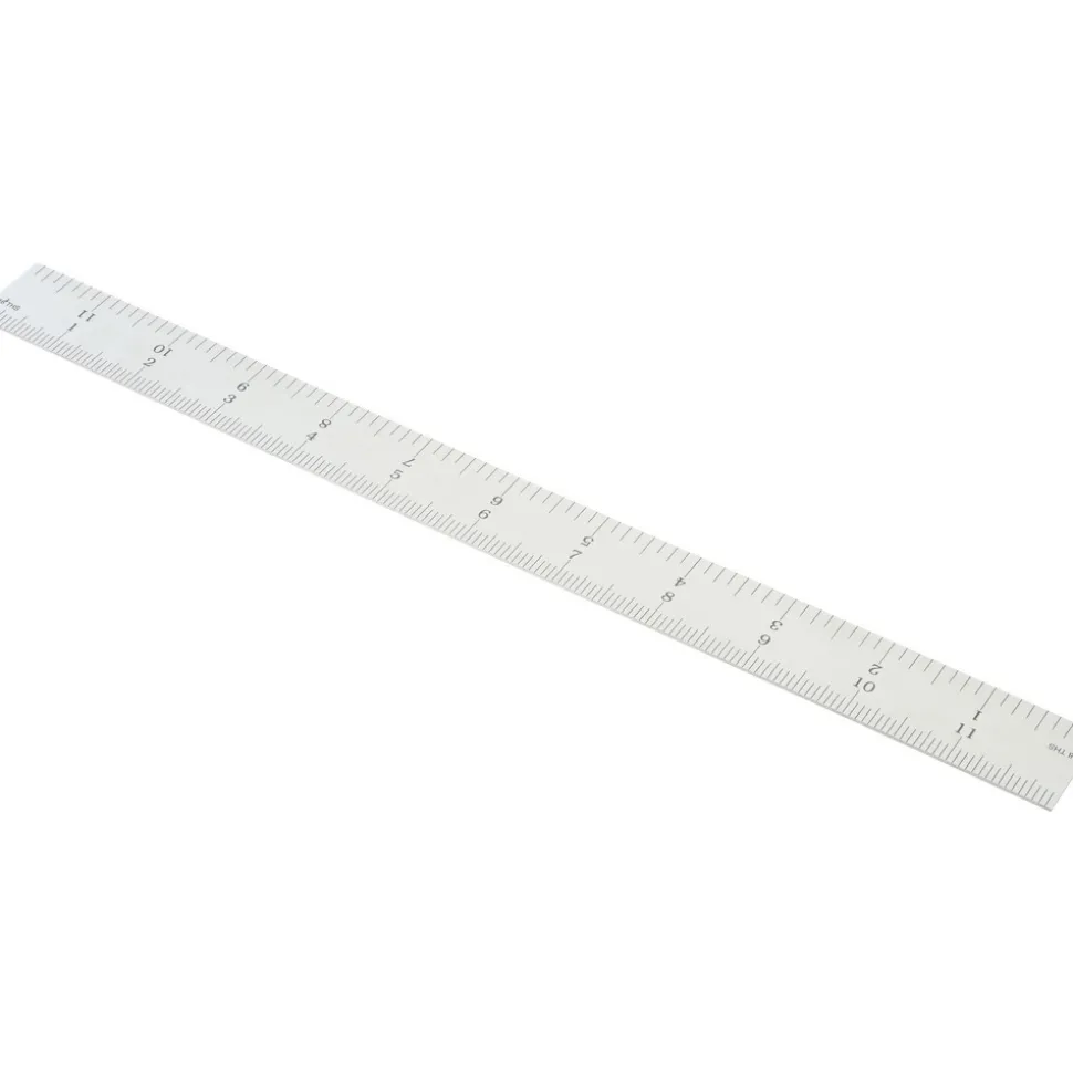 Steel Rule: 12" OAL, 4R Graduation, Rigid, 1" OAW