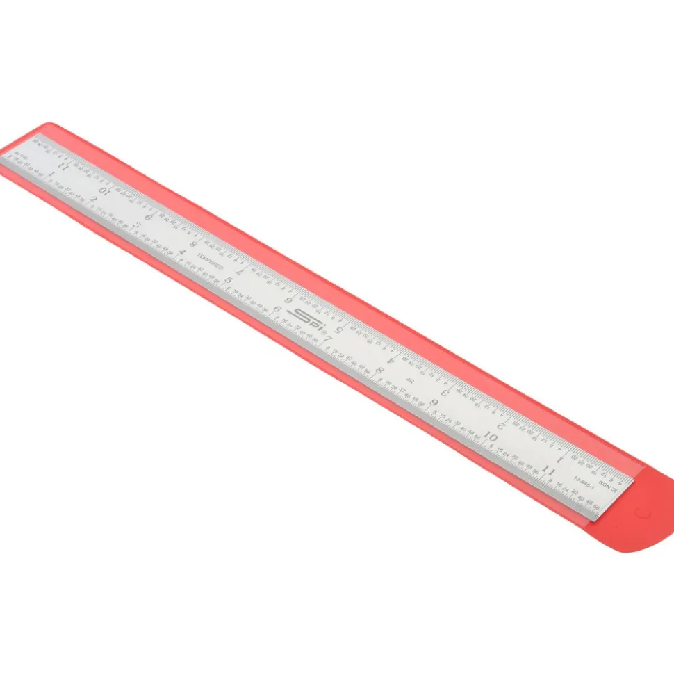 Steel Rule: 12" OAL, 4R Graduation, Rigid, 1" OAW