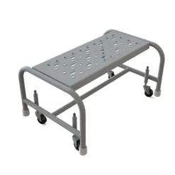 Step Stand Stool: 12" OAH, 24" OAW, 1 Step, Steel, Gray