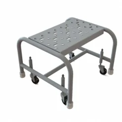 Step Stand Stool: 12" OAH, 16" OAW, 1 Step, Steel, Gray