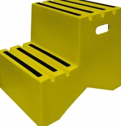 Step Stand Stool: 2 Steps, Plastic, Yellow