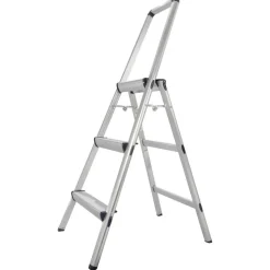 Step Stools: Stool Type: Folding Step; Base Type: Ultra-Light Aluminum Step Stool; Extra wide top step and safety bar for stability; Non-Skid Rubber Feet; Ultralight and folds thin for portability and easy storage