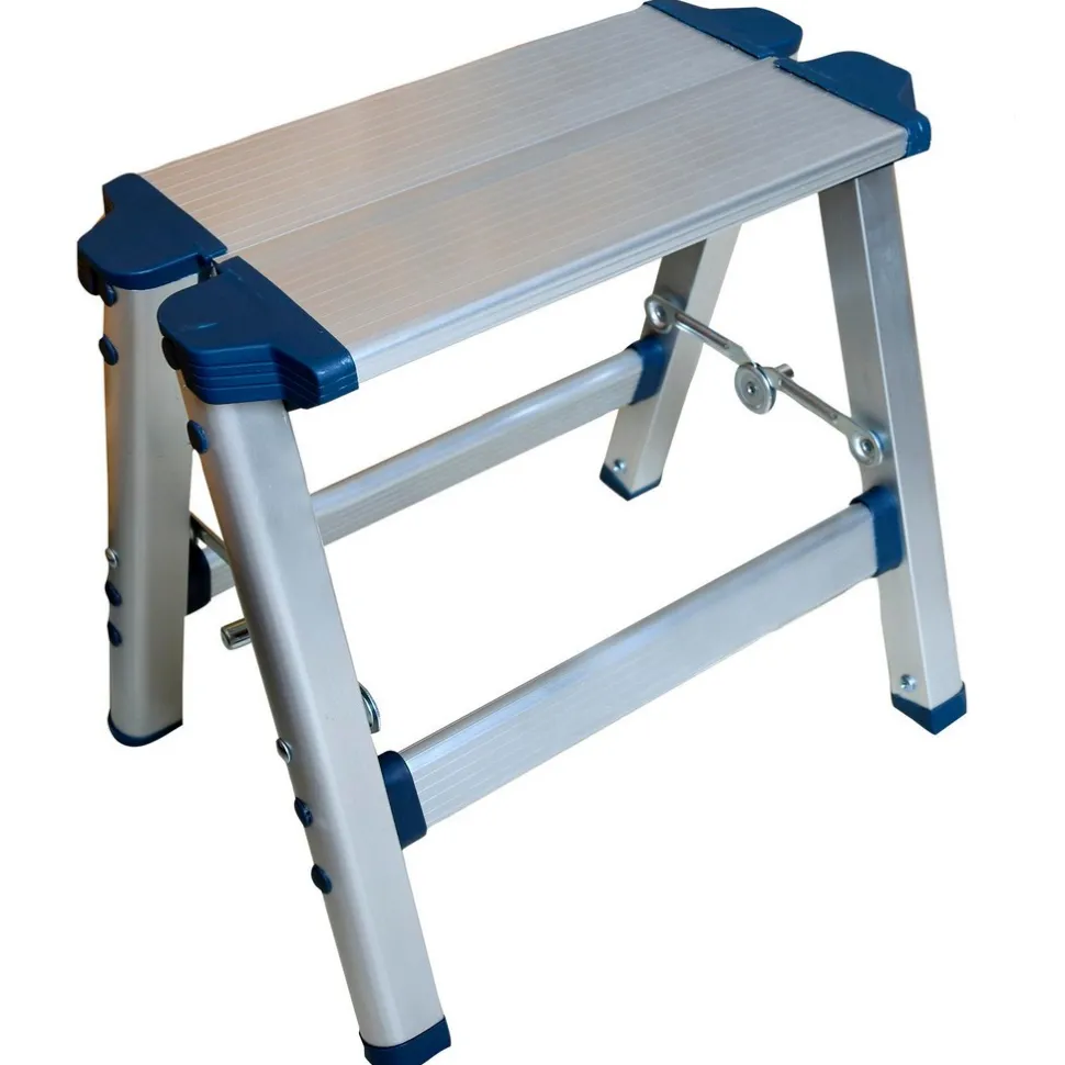 Step Stools: Stool Type: Folding Step; Base Type: Ultra-Light Aluminum Step Stool; Extra wide top step and safety bar for stability; Non-Skid Rubber Feet; Ultralight and folds thin for portability and easy storage