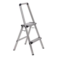 Step Stools: Stool Type: Folding Step; Base Type: Ultra-Light Aluminum Step Stool; Extra wide top step and safety bar for stability; Non-Skid Rubber Feet; Ultralight and folds thin for portability and easy storage