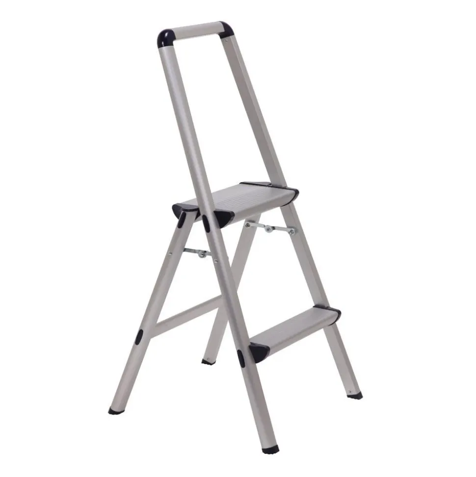 Step Stools: Stool Type: Folding Step; Base Type: Ultra-Light Aluminum Step Stool; Extra wide top step and safety bar for stability; Non-Skid Rubber Feet; Ultralight and folds thin for portability and easy storage