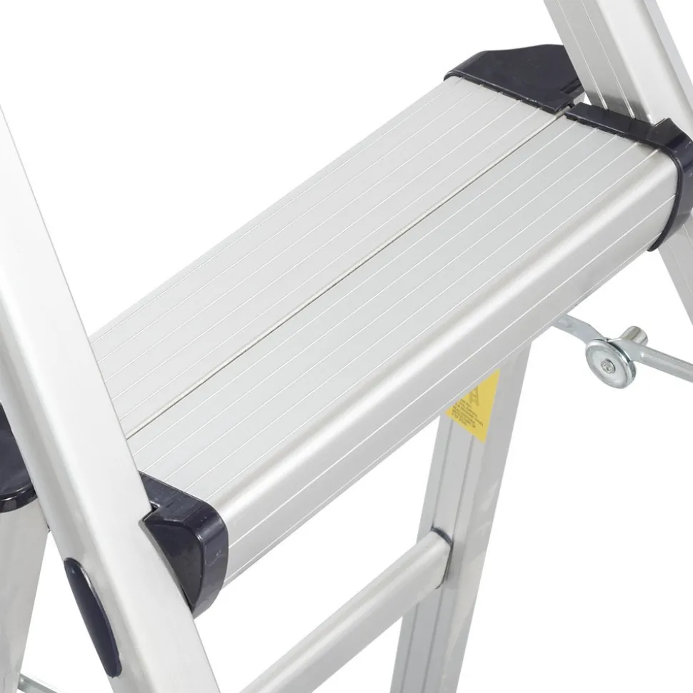 Step Stools: Stool Type: Folding Step; Base Type: Ultra-Light Aluminum Step Stool; Extra wide top step and safety bar for stability; Non-Skid Rubber Feet; Ultralight and folds thin for portability and easy storage