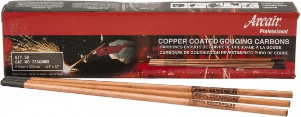 Stick Welding Electrode: 1/4" Dia, 12" Long, Copper
