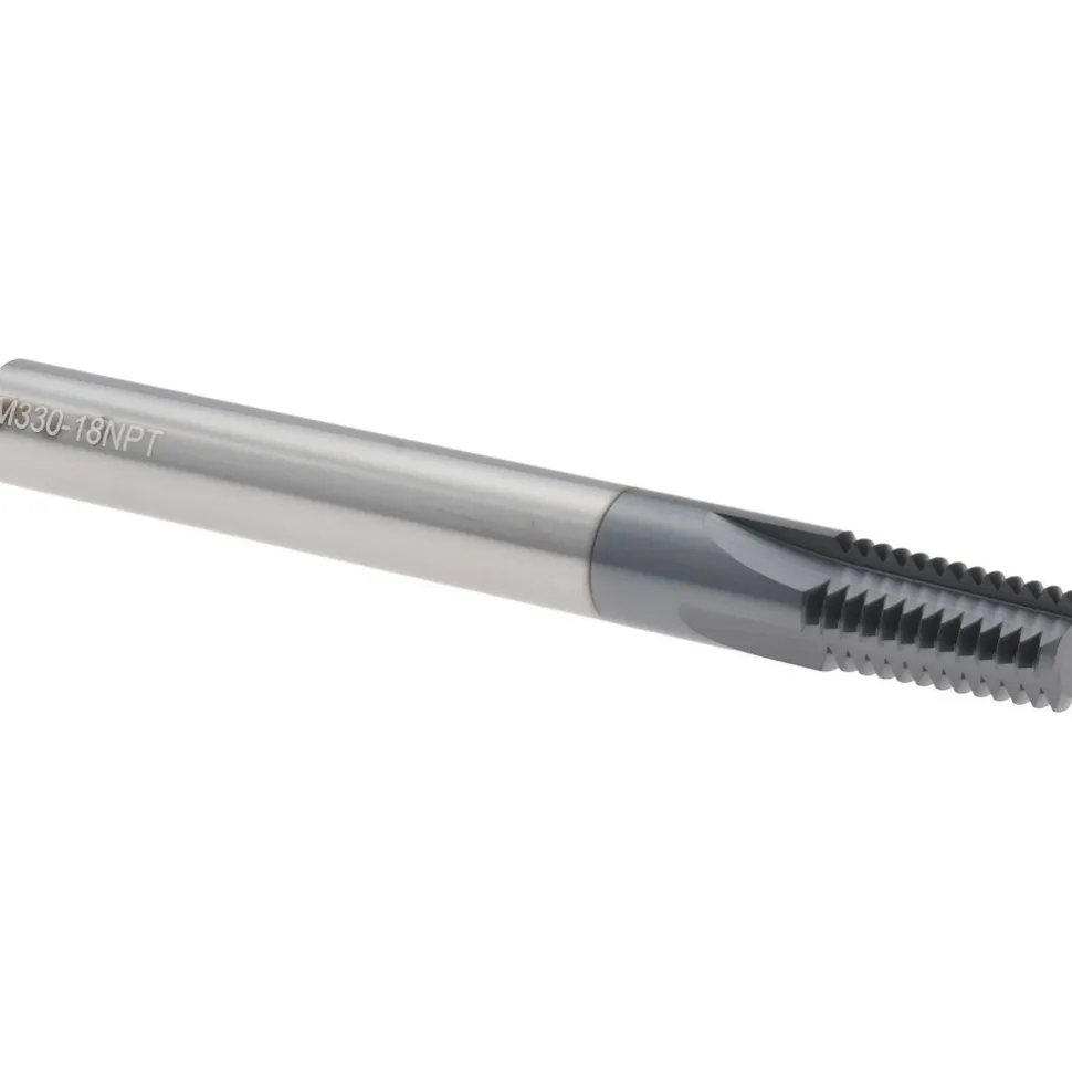 Straight Flute Thread Mill: 1/4-18 & 3/8-18, External & Internal, 4 Flutes, 3/8" Shank Dia, Solid Carbide