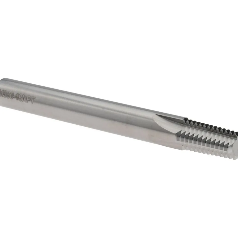 Straight Flute Thread Mill: 1/4-18 & 3/8-18, External & Internal, 4 Flutes, 3/8" Shank Dia, Solid Carbide