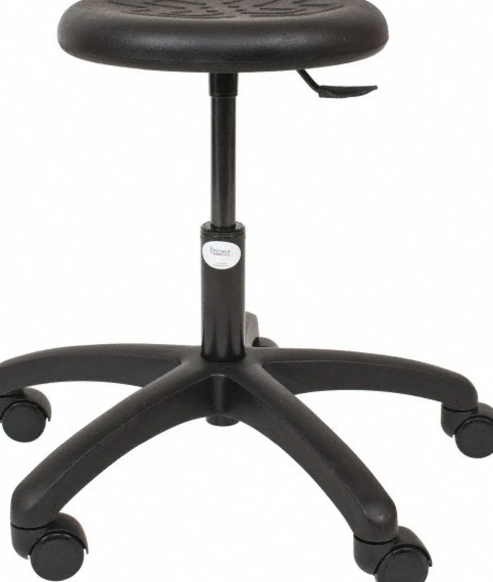 Swivel & Adjustable Stool: Polyurethane, Black
