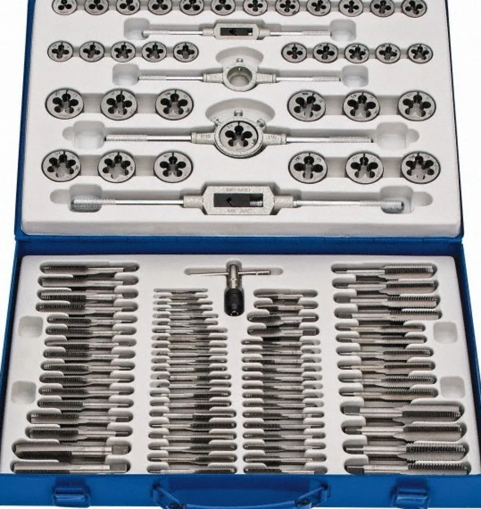 Tap & Die Set: #4-40 to 3/4-16 Taps, Metric Coarse, Metric Fine, NPT, UNC & UNF