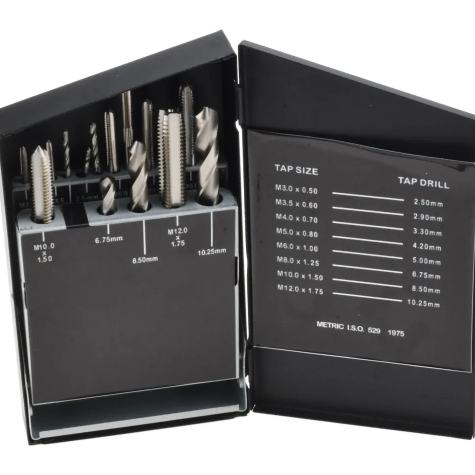 Tap & Drill Set: M3 x 0.5 to M12 x 1.75 Taps, 2.5 to 10.25 mm Drills