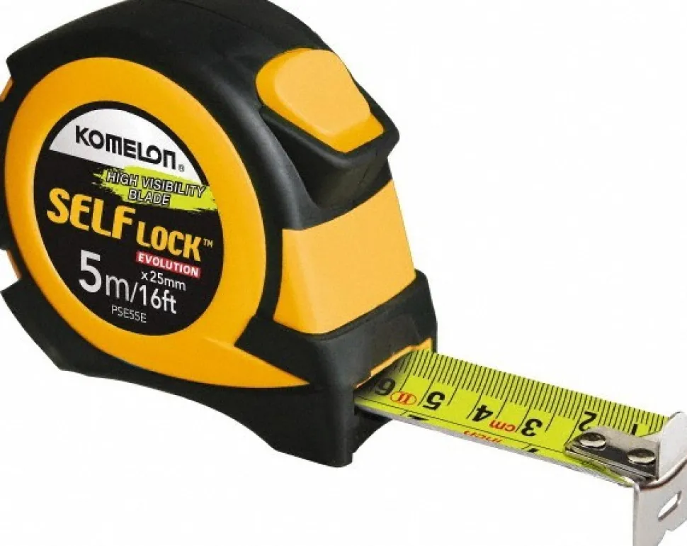 Tape Measure: 16' Long, 25 mm Width, Yellow Blade