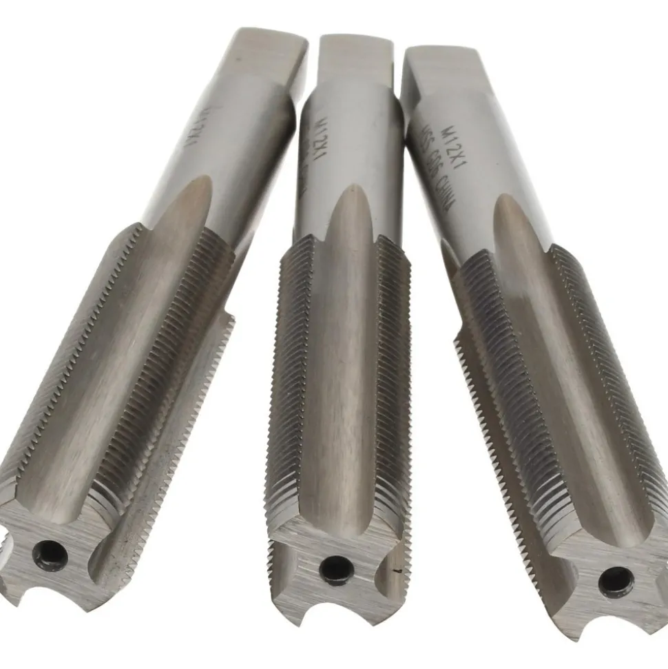 Tap Set: Metric Fine, 4 Flute, High Speed Steel, Bright Finish