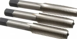 Tap Set: Metric, 4 Flute, Bottoming Plug & Taper, High Speed Steel, Bright Finish