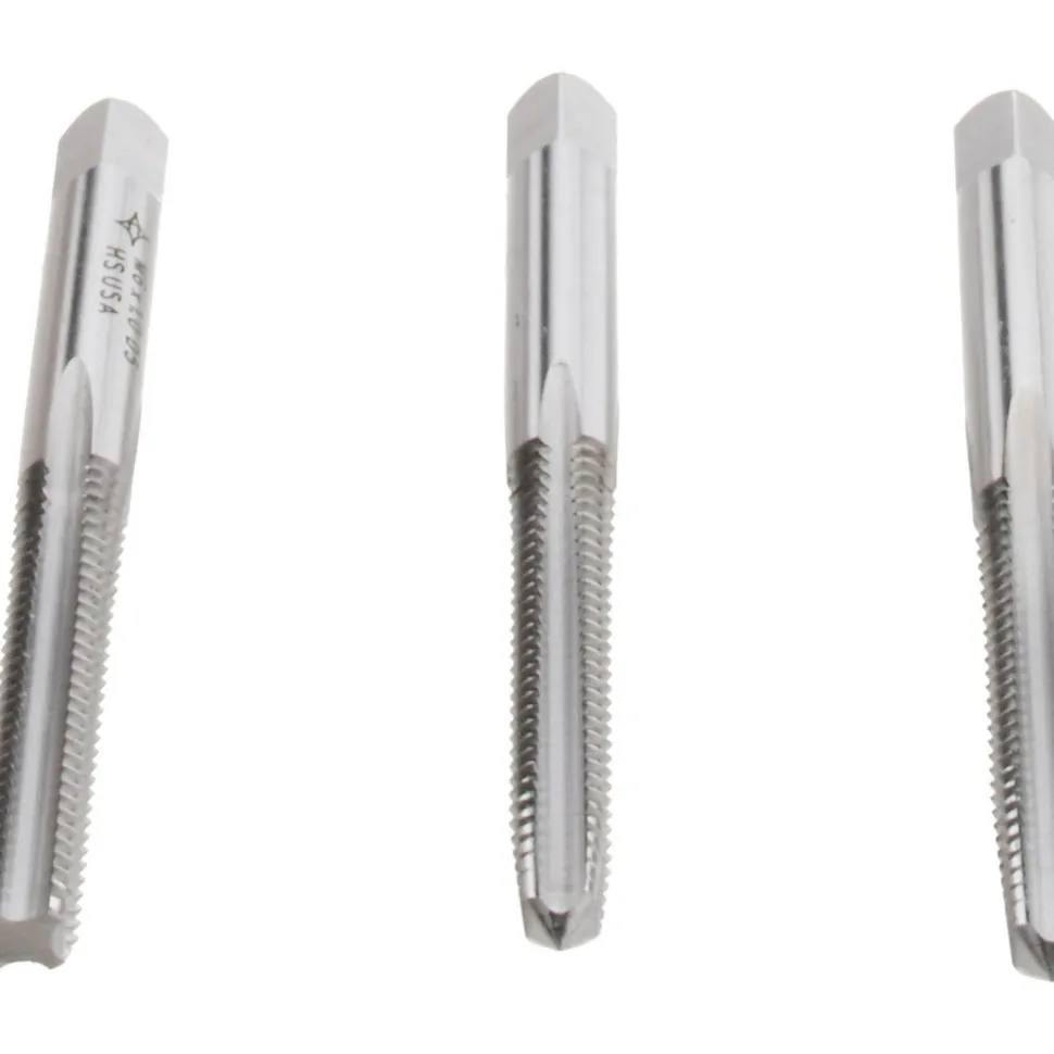 Tap Set: Metric, 4 Flute, Bottoming Plug & Taper, High Speed Steel, Bright Finish