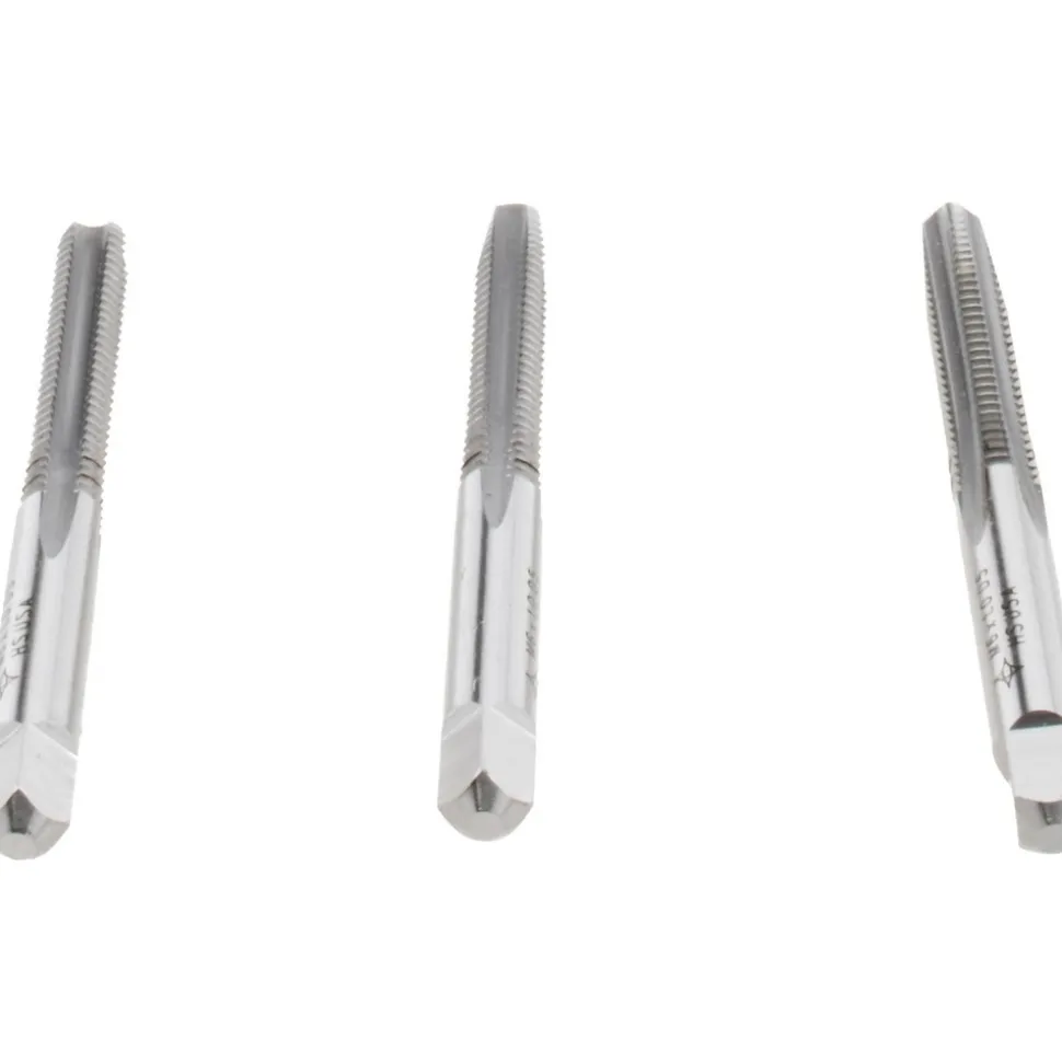 Tap Set: Metric, 4 Flute, Bottoming Plug & Taper, High Speed Steel, Bright Finish
