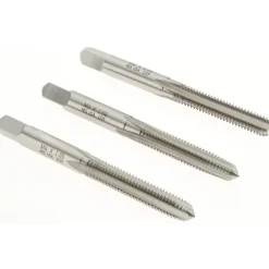 Tap Set: M6 x 1 Metric Coarse, 4 Flute, Bottoming Plug & Taper, High Speed Steel, Bright Finish