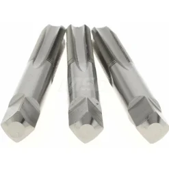 Tap Set: M8 x 1 Metric Fine, 4 Flute, Bottoming Plug & Taper, High Speed Steel, Bright Finish