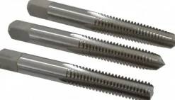 Tap Set: 3/8-16 UNC, 4 Flute, Bottoming Plug & Taper, High Speed Steel, Bright Finish