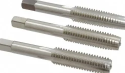 Tap Set: 1/2-13 UNC, 4 Flute, Bottoming Plug & Taper, High Speed Steel, Bright Finish