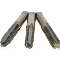 Tap Set: 1/4-20 UNC, 4 Flute, Bottoming Plug & Taper, High Speed Steel, Gold & Oxide Finish
