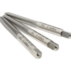 Tap Set: 1/4-20 UNC, 4 Flute, High Speed Steel, Bright Finish