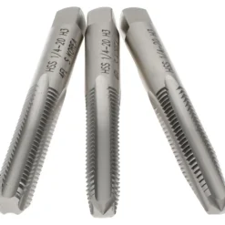 Tap Set: 1/4-20 UNC, 4 Flute, High Speed Steel, Bright Finish