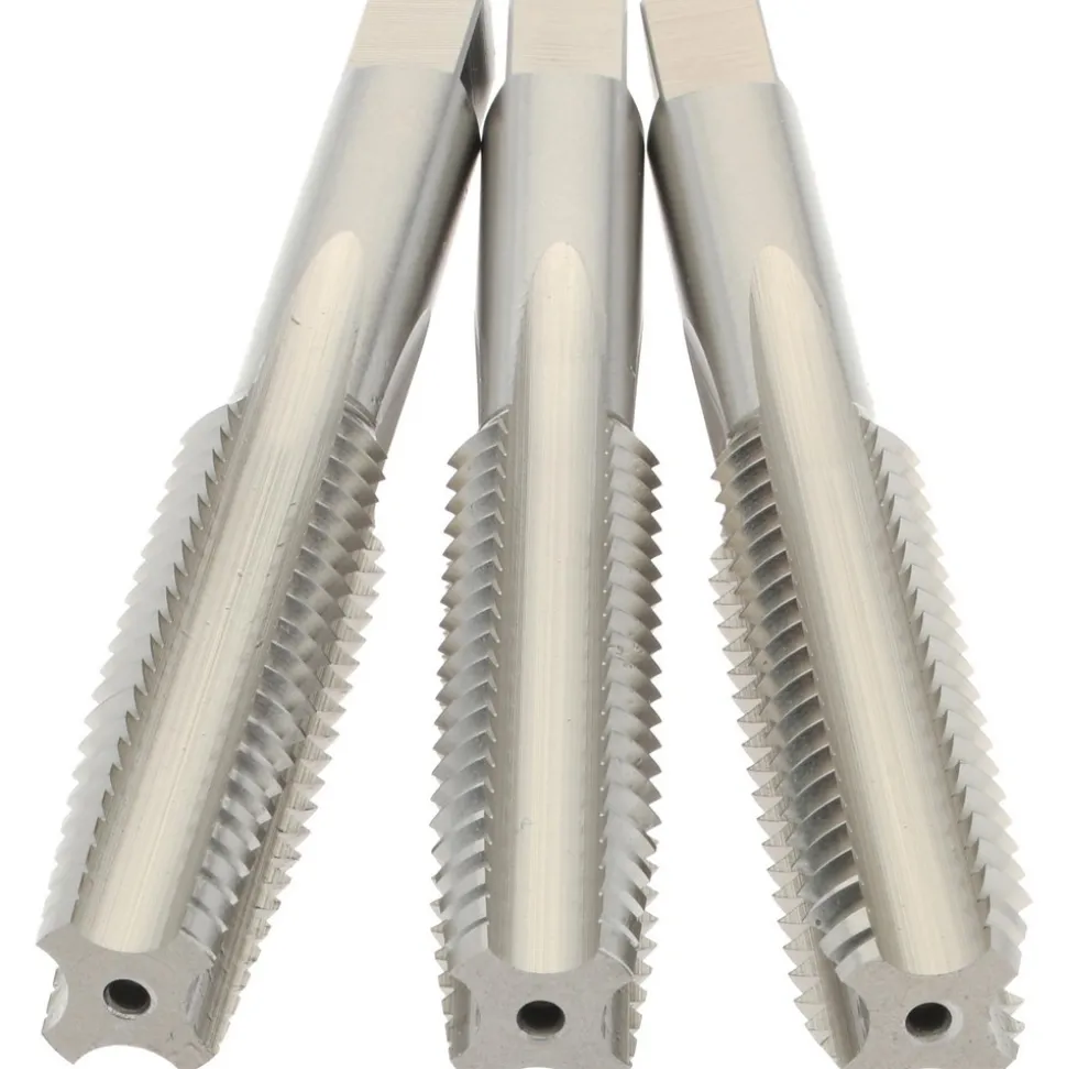 Tap Set: 7/16-14 UNC, 4 Flute, High Speed Steel, Bright Finish