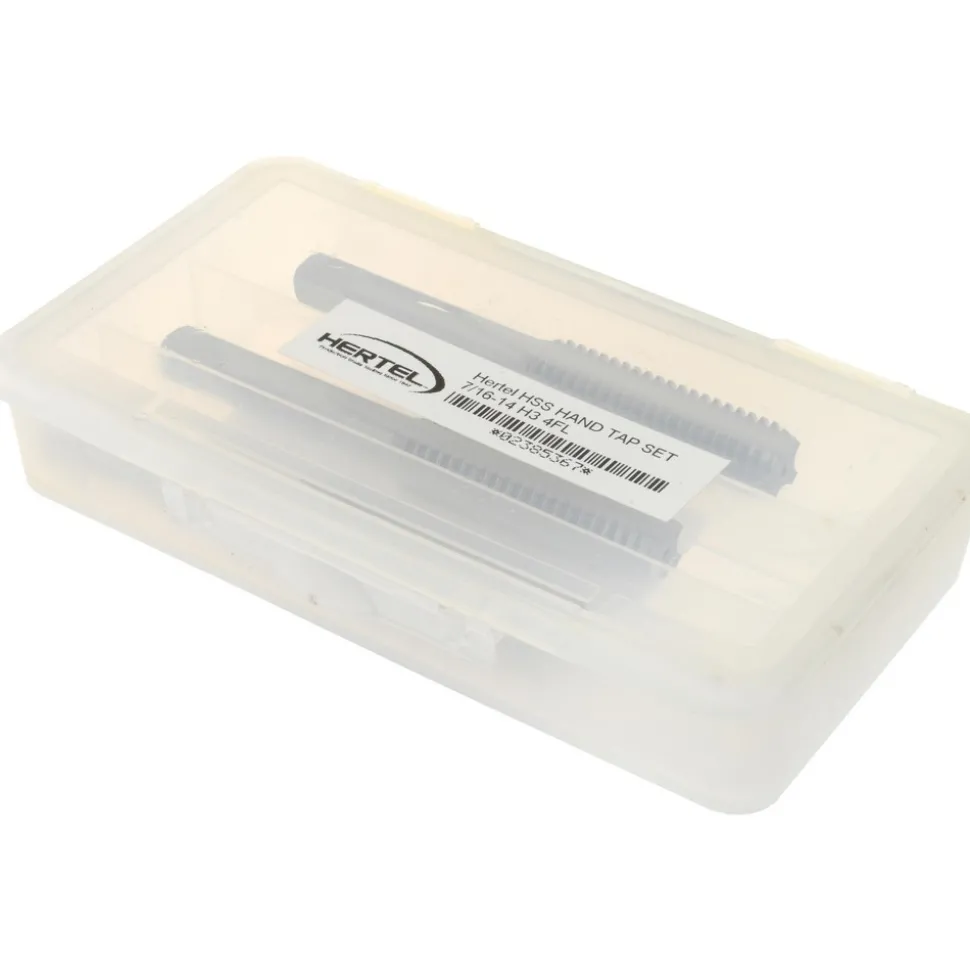 Tap Set: 7/16-14 UNC, 4 Flute, High Speed Steel, Bright Finish