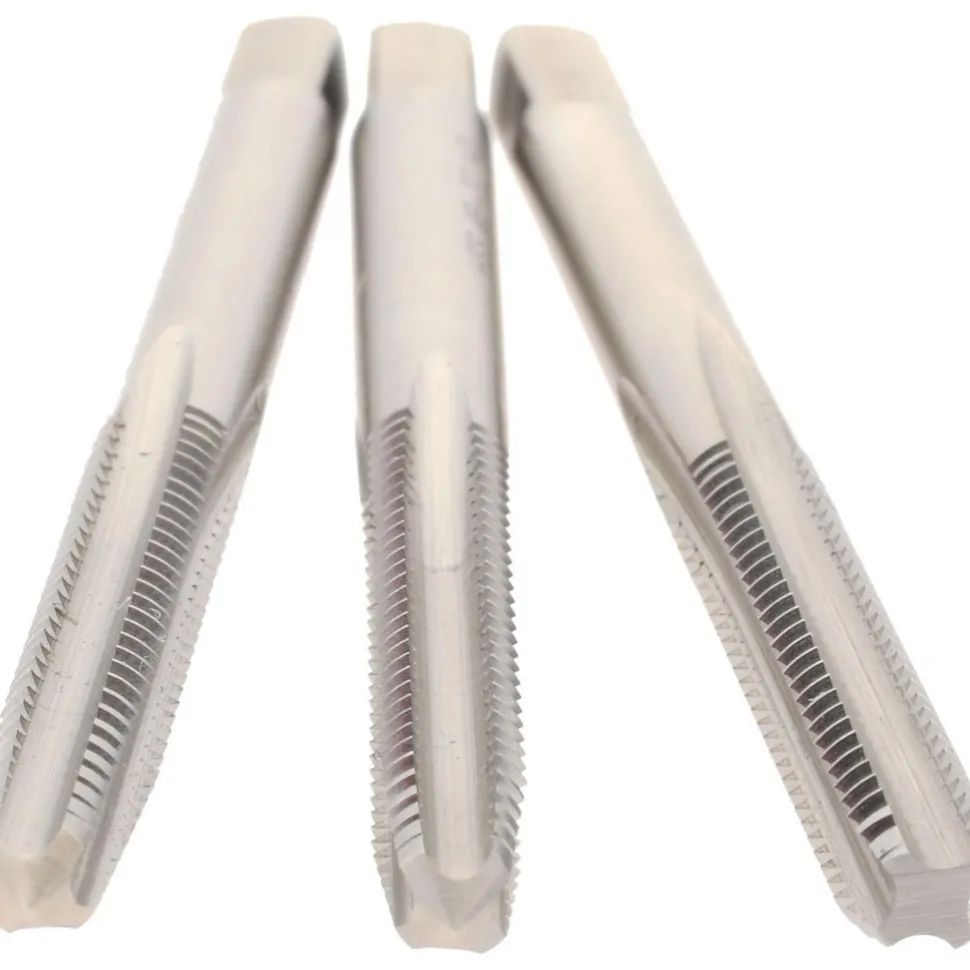 Tap Set: #8-32 UNC, 4 Flute, High Speed Steel, Bright Finish