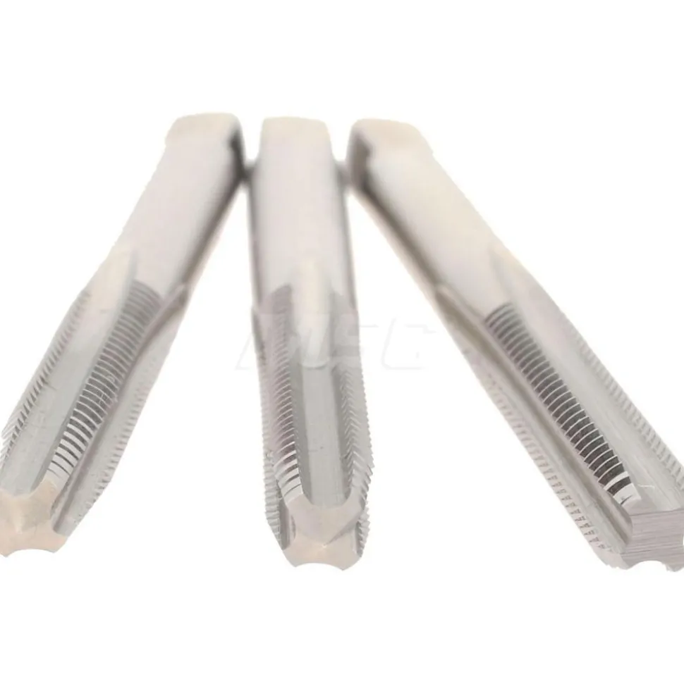 Tap Set: #8-32 UNC, 4 Flute, High Speed Steel, Bright Finish