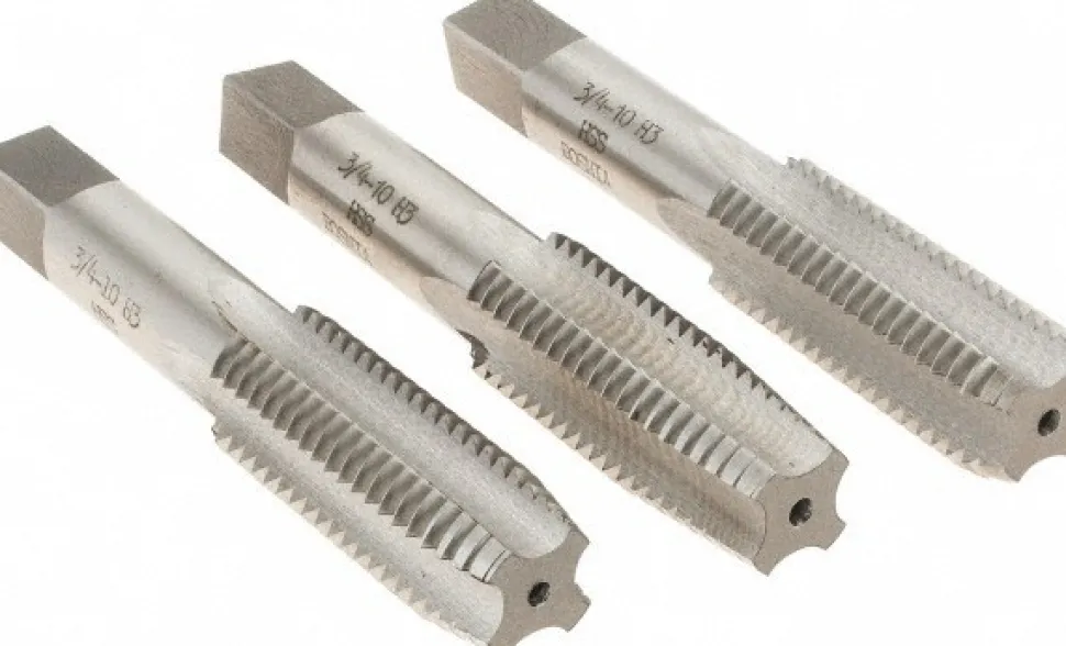 Tap Set: 3/4-10 UNC, 4 Flute, High Speed Steel, Bright Finish