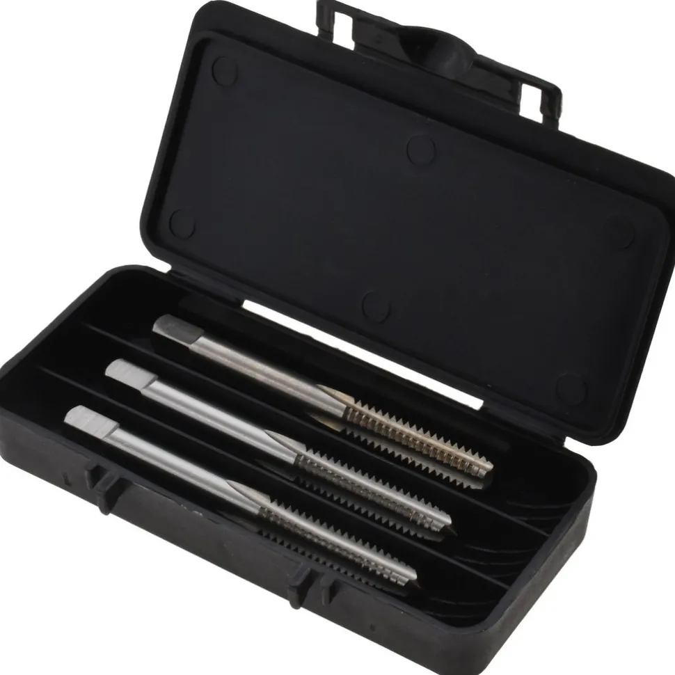 Tap Set: 1/4-20 UNC, 4 Flute, High Speed Steel, Bright Finish