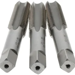 Tap Set: 5/8-11 UNC, 4 Flute, High Speed Steel, Bright Finish