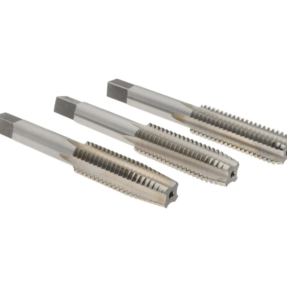 Tap Set: 1/2-13 UNC, 4 Flute, High Speed Steel, Bright Finish