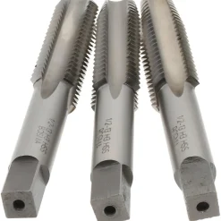 Tap Set: 1/2-13 UNC, 4 Flute, High Speed Steel, Bright Finish