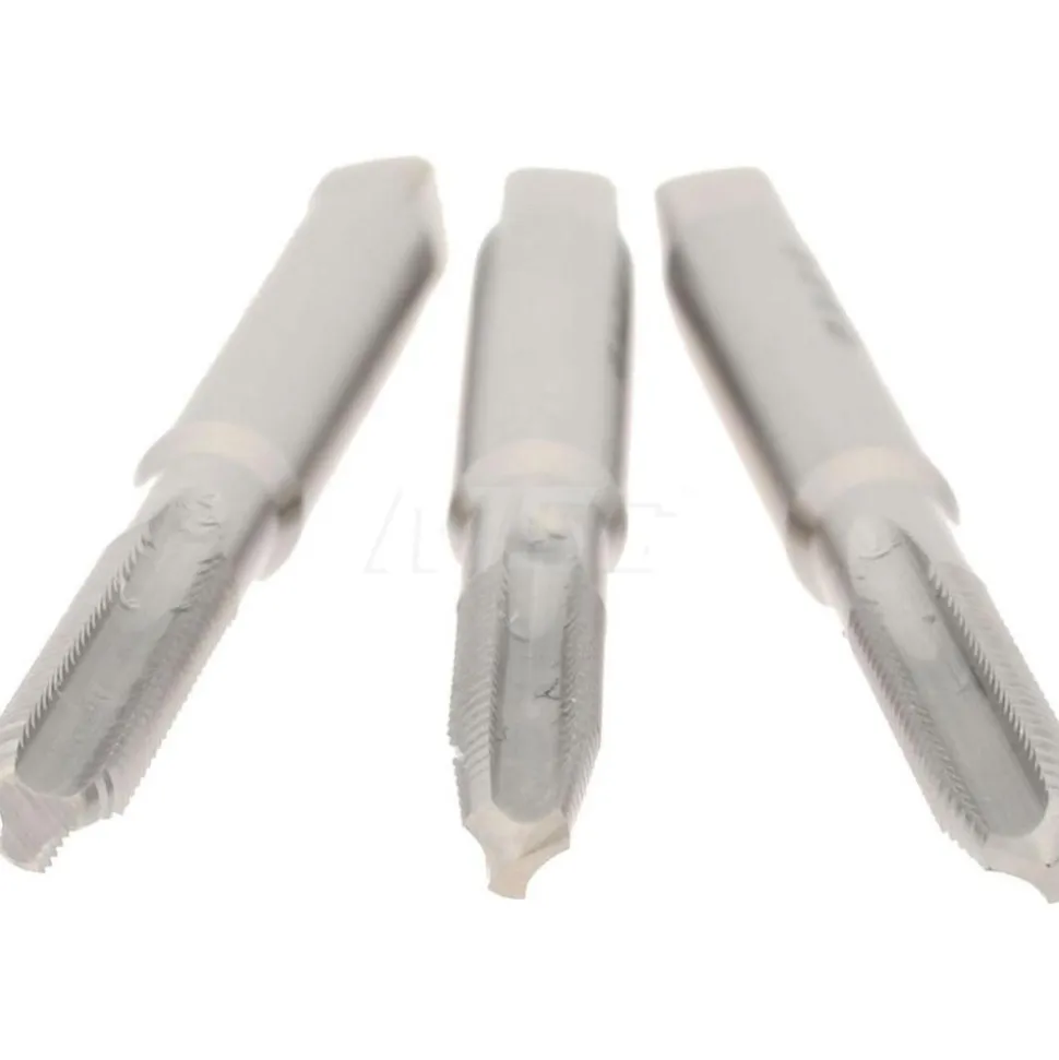 Tap Set: #4-40 UNC, 3 Flute, High Speed Steel, Bright Finish