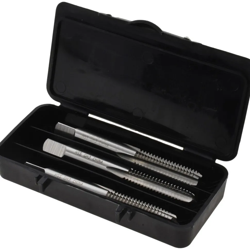 Tap Set: 5/16-18 UNC, 4 Flute, High Speed Steel, Bright Finish