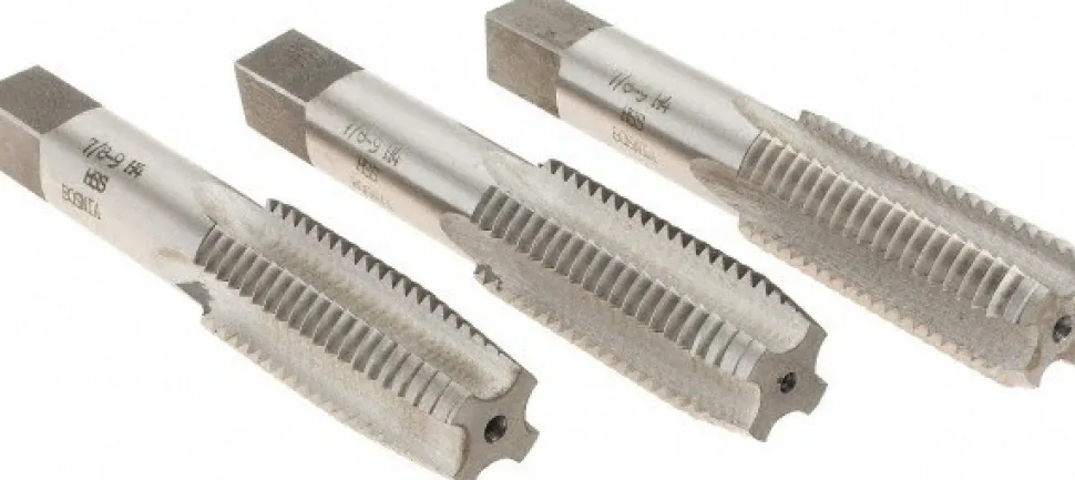Tap Set: 7/8-9 UNC, 4 Flute, High Speed Steel, Bright Finish