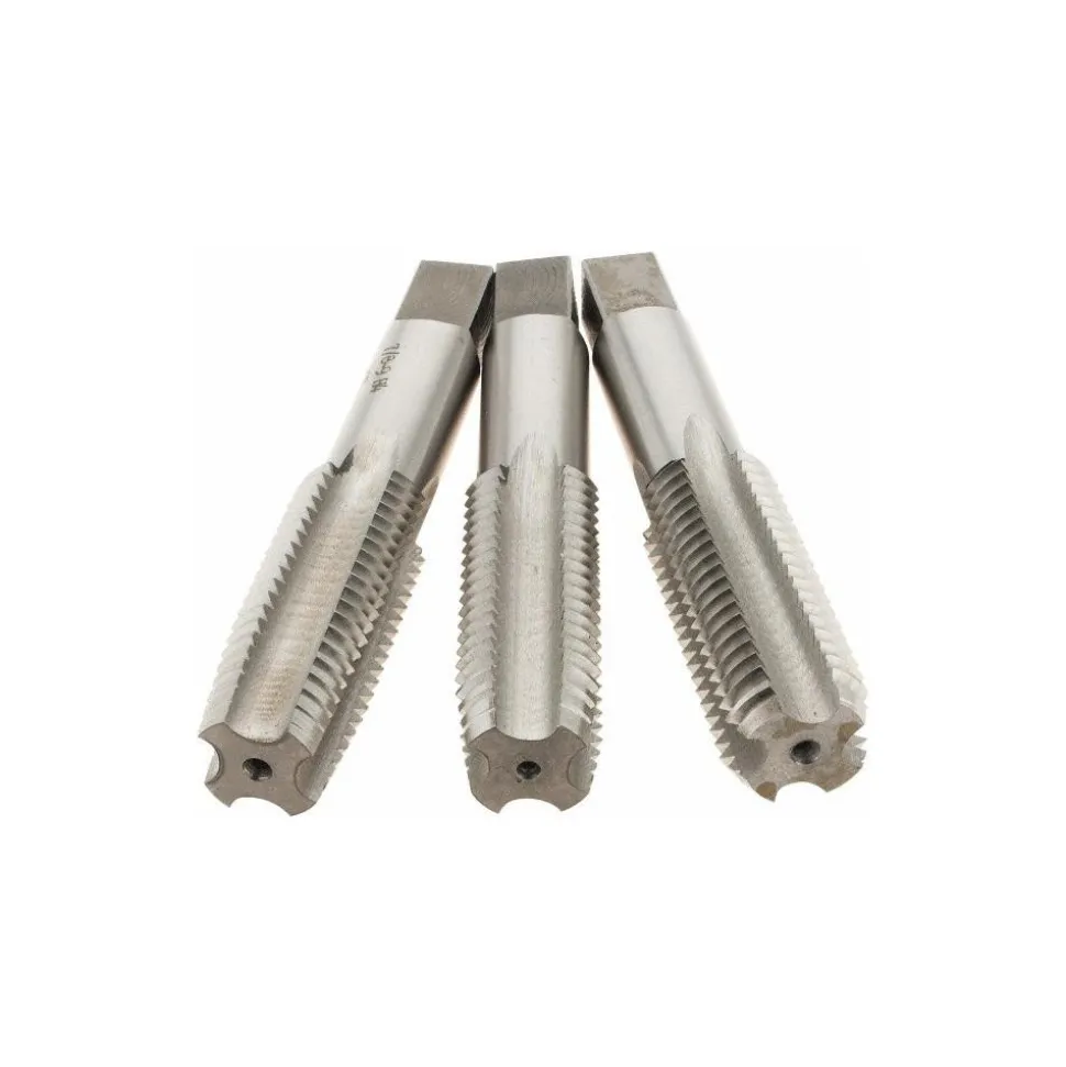 Tap Set: 7/8-9 UNC, 4 Flute, High Speed Steel, Bright Finish