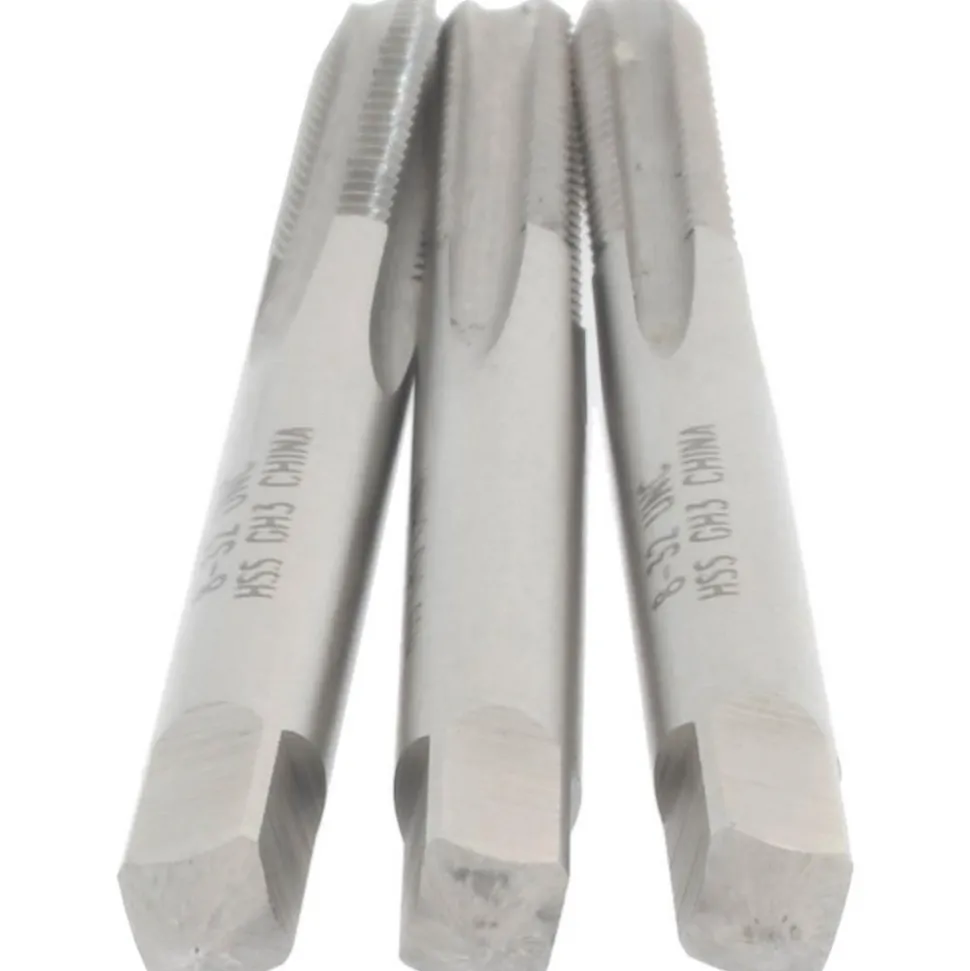 Tap Set: #8-32 UNC, 4 Flute, High Speed Steel, Bright Finish