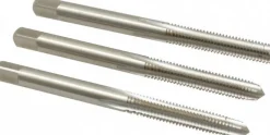Tap Set: #10-32 UNF, 4 Flute, Bottoming Plug & Taper, High Speed Steel, Bright Finish