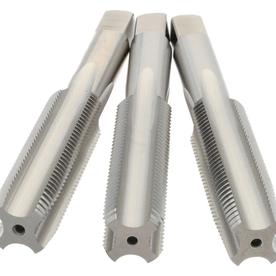Tap Set: 1/2-20 UNF, 4 Flute, High Speed Steel, Bright Finish