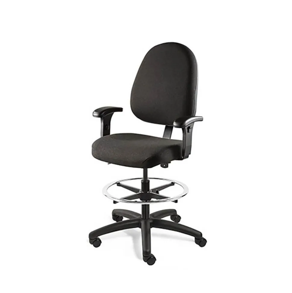 Task Chair: Olefin, 24 to 34" Seat Height, Black, Adjustable Height
